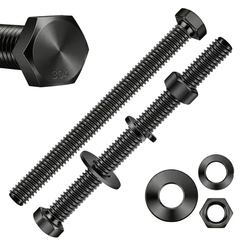 Vista 7 de Mellewell Pernos de cabeza hexagonal de 1/2-13 x 1-1/2 pulgadas con tuercas hexagonales y arandelas planas gruesas y de seguridad, totalmente