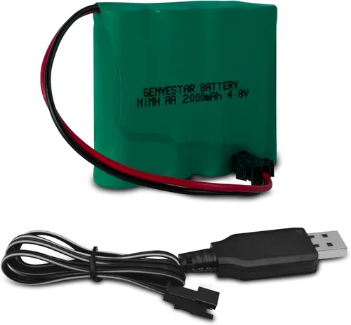 Vista 6 de Paquete de baterías de juguetes de 4.8 V, batería recargable Ni-MH AA de 2000 mAh con conector SM y cable de cargador USB, adecuada para luz solar