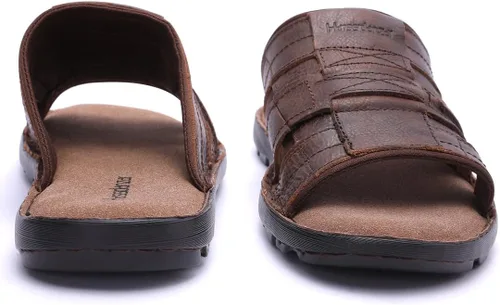 Vista 6 de Harssidanzar Sandalias deslizantes para hombre de cuero con soporte de arco ligero de verano para hombre, sandalias de playa para hombre al aire