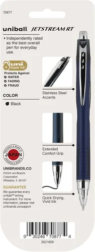 Vista 6 de Bolígrafos Uni-Ball Jetstream RT - El mejor bolígrafo según el NY Times Wirecutter durante más de una década - Paquete de 3 bolígrafos negros