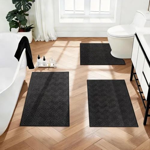 Vista 15 de YIHOUSE Alfombras de baño beige de 17 x 24 pulgadas, de secado rápido, antideslizantes, absorbentes, lavables a máquina, fina alfombra de baño