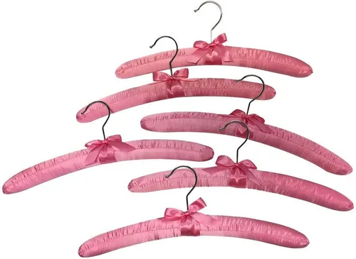 Vista 2 de 6 perchas acolchadas de satén liso rosa de 15 pulgadas de largo para vestido, lencería nupcial