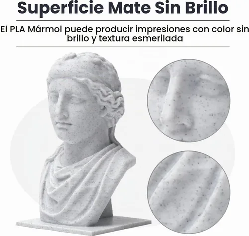 Vista 4 de eSUN Filamento PLA de mármol de 0.069 in, carrete de 2.2 lbs, filamento de impresión 3D para impresoras 3D, color mármol