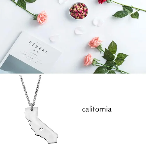 Vista 6 de Collar con colgante de mapa del país con forma de corazón