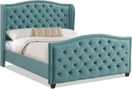 Vista 23 de Jennifer Taylor Home - Cama Anastasia de tamaño Queen de terciopelo resistente en color verde oliva Terciopelo de rendimiento verde oliva