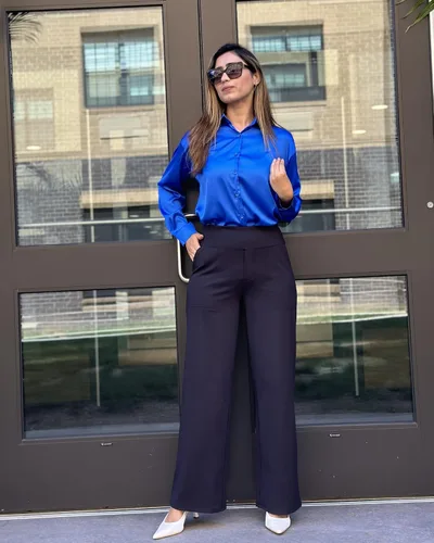 Vista 2 de G4Free Pantalones de pierna ancha para mujer, pantalones de vestir de yoga con bolsillos, cintura alta, pantalones deportivos casuales de trabajo