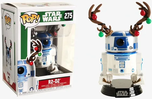 Vista 2 de Funko Star Wars: Holiday - R2-D2 con Antlers Pop! Figura de vinilo (con funda protectora compatible con caja Pop Box)