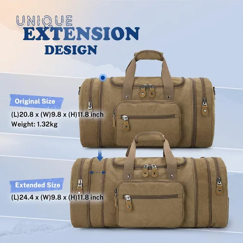 Vista 4 de Plambag - bolsa de lona para viaje, 50 L, bolsa de fin de semana, Coffee), PB058CE