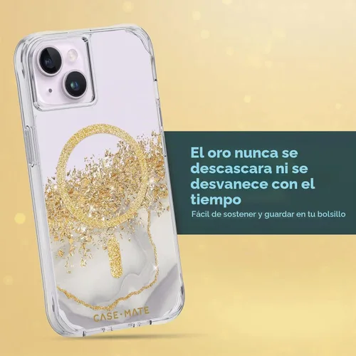 Vista 9 de Case-Mate Funda para iPhone 14 Plus, mármol de quilates [protección contra caídas de 10 pies] [compatible con MagSafe] Funda magnética con bonito