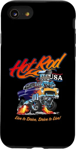 Vista 18 de Hotrod USA Design Classic Retro Muscle Car Dragster Cartoon Case for iPhone 17