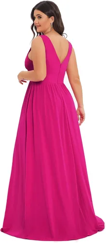 Vista 2 de Ever-Pretty Vestidos formales sin mangas plisados con abertura alta para mujeres con curvas 0168B-DA1