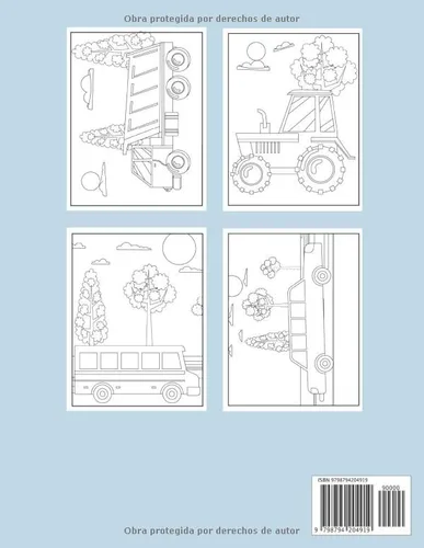 Vista 2 de Coloración vehículos Niños Maravillosos Dibujos - Cuaderno Para Colorear Chicas Y Chicos 3 Años Diferentes Diseños De Vehículos Coches, Camiones