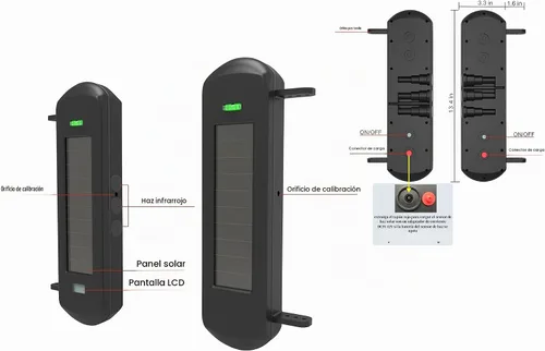 Vista 3 de HTZSAFE Sensor fotoeléctrico al aire libre inalámbrico solar 3 haz impermeable (IP66)