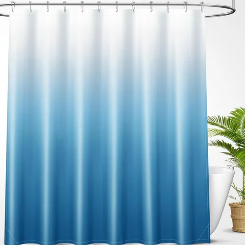 Vista 27 de OLANLY Juego de cortinas de ducha de lujo beige y blanco degradado con 12 ganchos, cortinas de ducha decorativas impermeables y lavables para baño