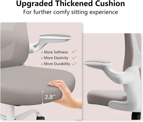 Vista 3 de Silla de oficina ergonómica, cómoda silla giratoria para oficina en casa, silla de escritorio de malla transpirable, silla de computadora de apoyo