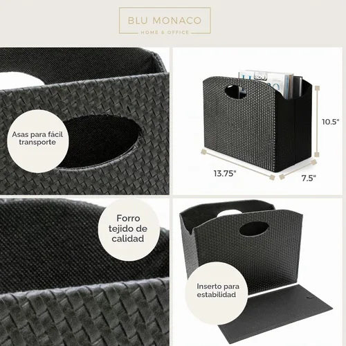 Vista 5 de Blu Monaco, revistero de piel Negro
