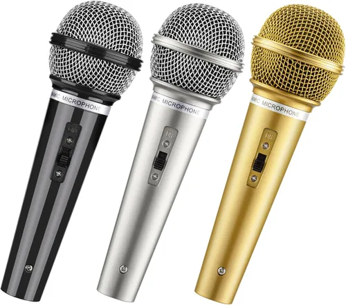 Vista 8 de Facmogu 3 piezas de accesorios de micrófono falso, juego de micrófono de plástico realista, multicolor Fun Pretend Mic Set for Stage, Lightweight