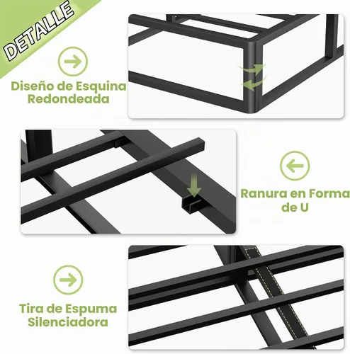 Vista 5 de Superay Somier Doble, Somier de 10 pulgadas para Cama Doble, Marco de Cama de Metal Resistente con Funda de Tela, Base de Cama Fundación de Colchón