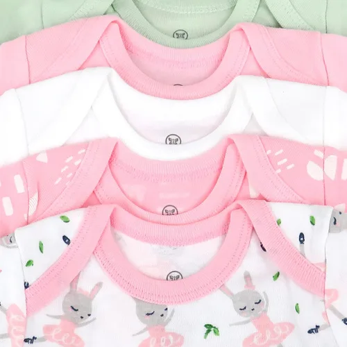 Vista 5 de HonestBaby Girls Organic Cotton Short Sleeve Bodysuits Multipack