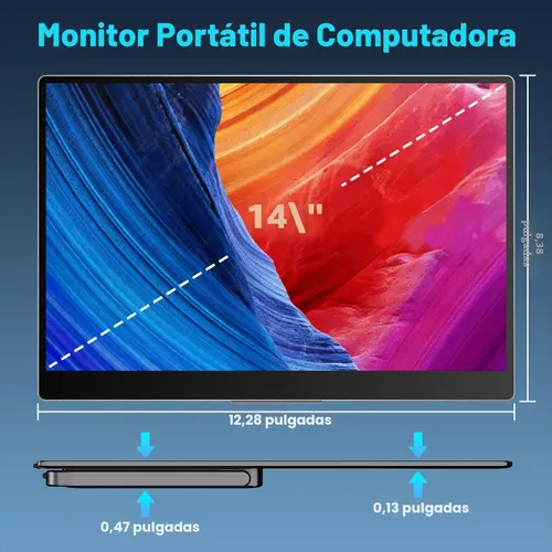 Vista 8 de Upperizon Monitor portátil de 14 pulgadas 4K 3840X2400 100000:1 100% DCI-P3 OLED HDMI USB-C Monitor de viaje para laptop, MacBook, PC, Surface PS5