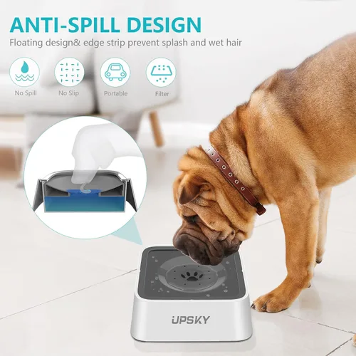 Vista 10 de UPSKY - Cuenco de agua antiderrames de 70 onzas para perros, alimentador