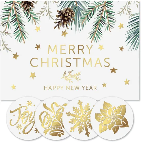 Vista 9 de Tarjetas de Navidad con imágenes coloridas azules de Colorful Images con sellos de sobres a juego, juego de 24 tarjetas, 5 x 7 plegadas, paquete