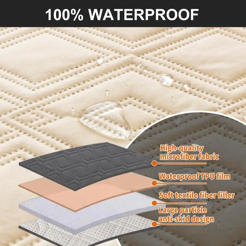 Vista 5 de Genina - Funda impermeable para sillón reclinable de dos plazas, funda antideslizante para sofá, funda para sofá reclinable de 2 plazas, funda