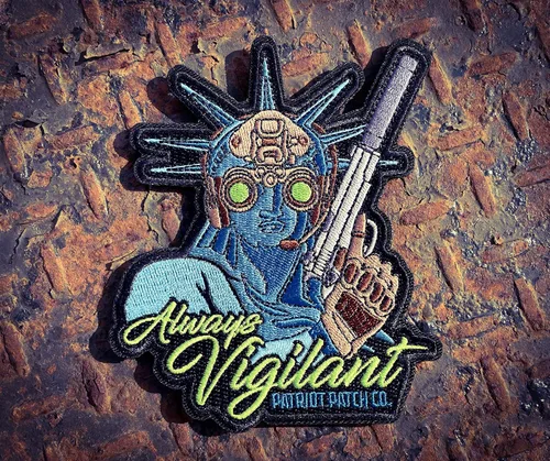 Vista 3 de Patriot Patch Co. - Parche bordado con la estatua de la libertad de visión nocturna Always Vigilant