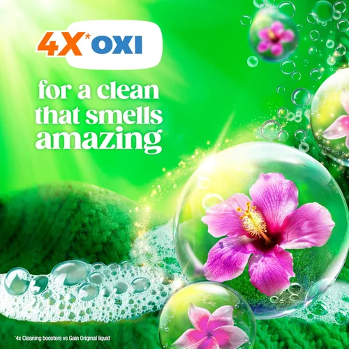 Vista 5 de Gain Super Flings - Cápsulas de detergente para ropa, 45 unidades, aroma Hibiscus Hula, cápsulas de detergente de lavado irresistiblemente limpias