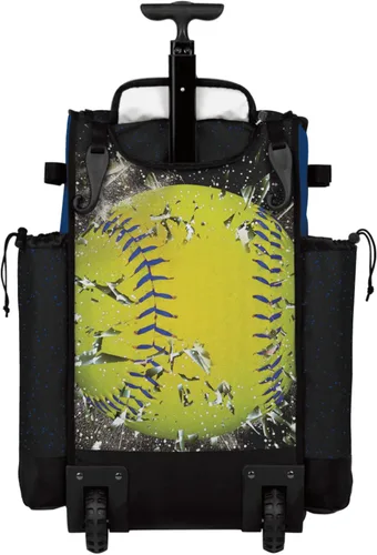 Vista 3 de Boombah Rolling Superpack - Bolsa para equipo de béisbol/sóftbol, mango telescópico, capacidad para 4 bates, versión con ruedas, luz de sóftbol
