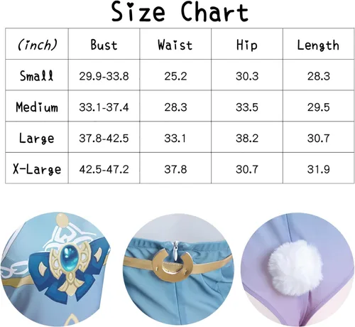 Vista 5 de Traje de conejo para mujer, disfraz de conejo para cosplay de Genshin Impact Bunny