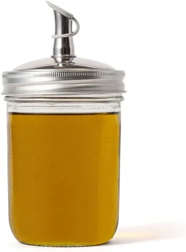 Vista 9 de Jarware Stainless Steel Oil Cruet Lid, Regular Mouth Mason Jar Spout Lid Stainless Steel Mason Jar Salad Dressing Lid Olive Oil Pour Spot For