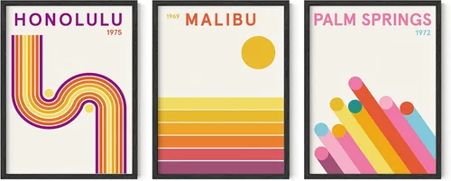 Vista 44 de HAUS AND HUES - Arte de póster Bauhaus - Juego de 3 arte de pared abstracto moderno, pósteres vintage e impresiones, arte de pared azul y amarillo