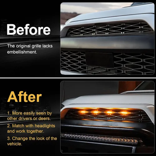 Vista 4 de 4 piezas de luces LED Amber para parrilla de 2014-2019 Toyota 4runner TRD Pro SR5 Off-Road Limited, luces Raptor para 4Runner TRD Pro 2020-2024 solo