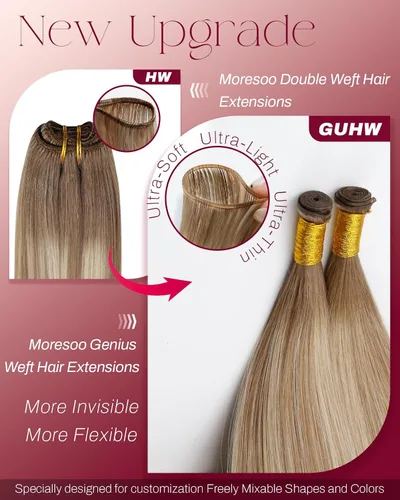 Vista 74 de Moresoo Extensiones de cabello humano real para coser, color negro natural