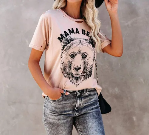 Vista 2 de INFITTY - Camiseta estampada de manga corta para mujer, básica, informal, para verano, diseño de relámpago y leopardo
