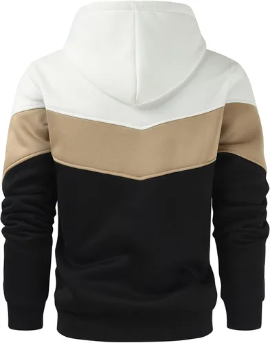 Vista 3 de Gesean Sudadera con capucha, de manga larga, para hombre, diseño de bloque de color, estilo informal, con bolsillo