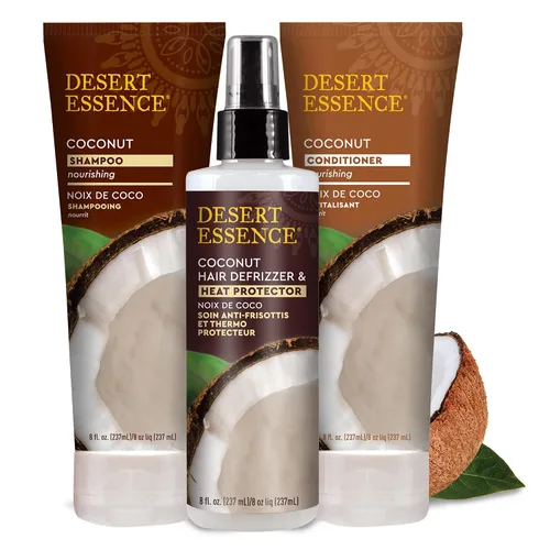 Vista 9 de Desert Essence Desfrizador de pelo de coco y protector de calor, 8 onzas líquidas, sin gluten, vegano, libre de crueldad, aceite de coco y extracto