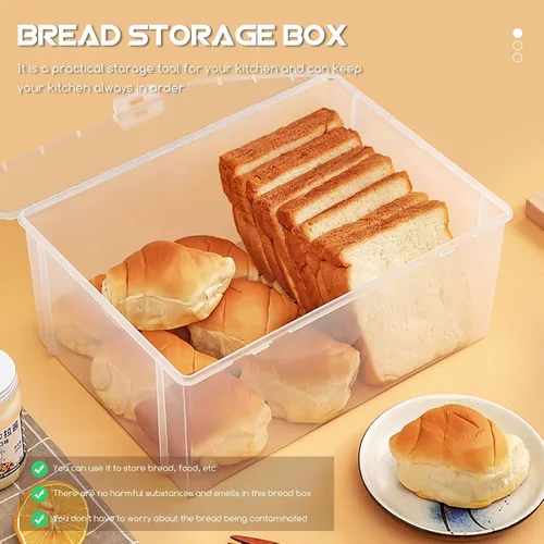 Vista 6 de DOITOOL Recipientes de pan herméticos para pan, caja de pan de plástico transparente para pan casero, soporte para pan de 8 pulgadas