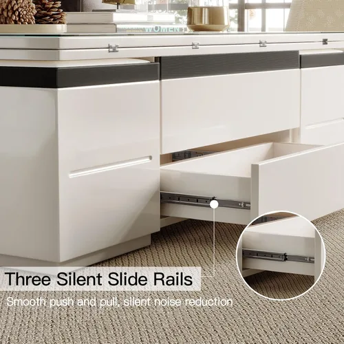 Vista 8 de Guyii Mesa auxiliar elevable de 47 pulgadas con taburetes de almacenamiento, mesas de café blanco 3 en 1, mesa de sala de estar con ruedas para sala