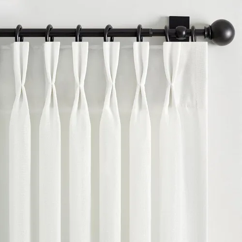 Vista 18 de 2 paneles de cortinas plisadas de lino beige de 84 pulgadas de largo, para dormitorio y sala de estar, cortina plisada con ganchos y pestaña trasera