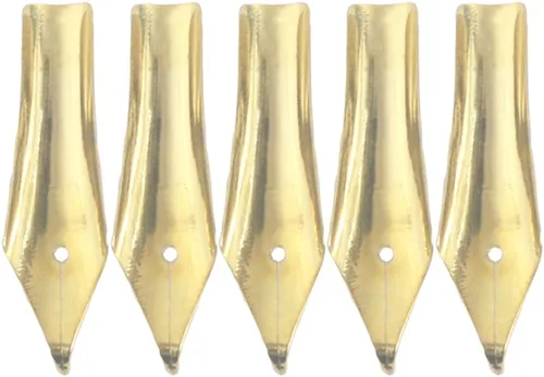 Vista 3 de Gullor 5 puntas de pluma estilográfica compatibles con Jinhao 250/301/500/5099/8802/9009/5000, dorado, punta doblada