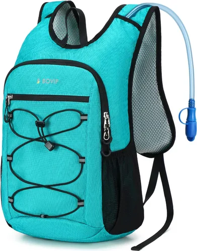 Vista 10 de BOVIP Mochila de hidratación ligera, mochila de senderismo multiusos de 15 litros con bolsa de agua de 1.5 L, mochila de agua hidráulica