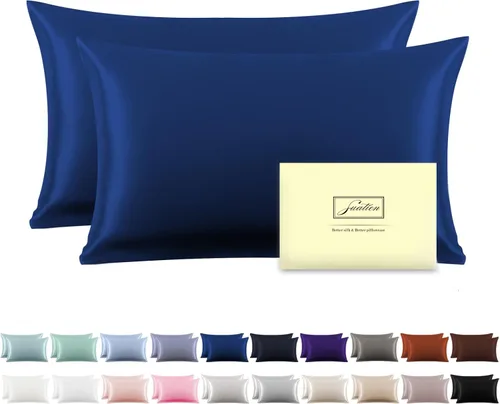 Vista 34 de Funda de almohada de seda para cabello y piel, suave, transpirable y resistente, funda de almohada de seda de tamaño Queen, fundas de almohada