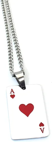 Vista 2 de Collar con colgante Ace para hombres, collar de cartas de juego de Ace, collar de cartas de póker con cadena