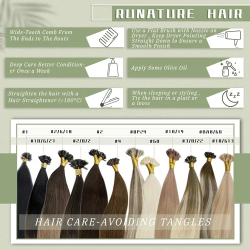 Vista 5 de RUNATURE Extensiones de cabello humano con punta en U, color marrón ceniza a rubio platino