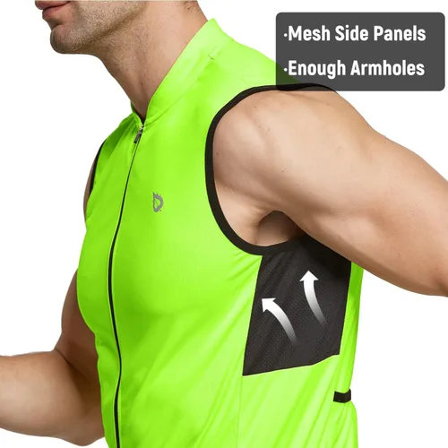 Vista 3 de BALEAF Camiseta de ciclismo sin mangas para hombre, camiseta de ciclismo de carretera, camisetas sin mangas, bolsillos con cremallera completa, SPF