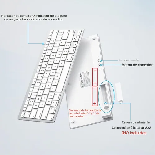 Vista 5 de OMOTON Bluetooth Keyboard Compatible with Mac ONLY, Compact Wireless Keyboard Compatible with MacBook Pro/Air, iMac, Mac mini/Pro, Silver