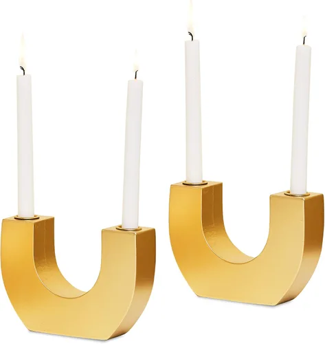 Vista 8 de Defined Deco Portavelas en forma de U, juego de portavelas decorativos para velas de pilar de granja, portavelas de madera para repisa, boda, mesa