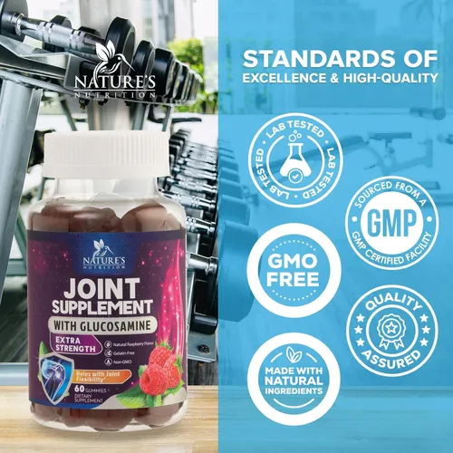 Vista 4 de Gomitas de apoyo articular – Glucosamina Plus Vitamina E Suplemento de apoyo articular de la naturaleza para molestias ocasionales para espalda